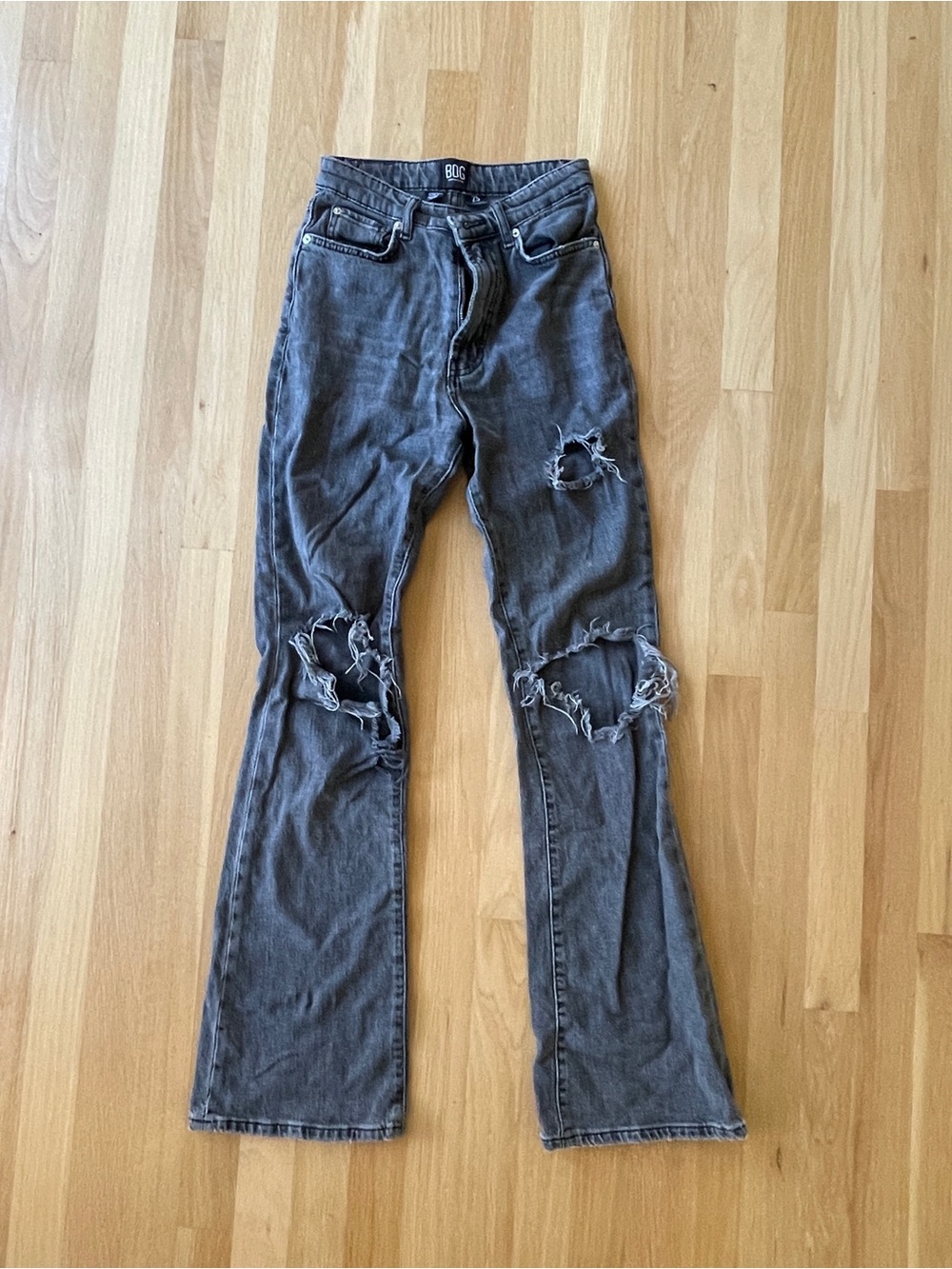 BDG Gray Ripped Flare Jeans
